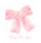 Cute coquette aesthetic pink bow in vintage ribbon style watercolor