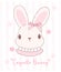 Cute Coquette bunny face with bow Cartoon, sweet Retro Happy Easter spring animal