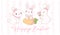 Cute Coquette Easter bunnies wear bow Cartoon banner, sweet Retro Happy Easter spring animal