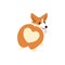 Cute corgi butt, Funny welsh corgi looking back isolated on white background. Cartoon dog puppy icon vector. Hand drawn.