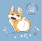 Cute Corgi Dog Puppy Back Tail Vector Illustration. Pretty Fox Pet Character Outdoor Poster. Little Happy Brown Doggy