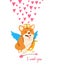 Cute corgi dog for Valentine day postcard.