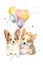 Cute corgi dogs with air colored balloons, watercolor, Generative AI 1