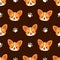 Cute corgi face and paw pattern