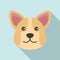 Cute corgi icon, flat style