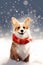 Cute Corgi in the Snow: A Portrait of a Smiling Dog in a Scarf