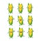 Cute corn characters set with different emitions vector illustration.