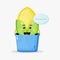 Cute corn mascot in bucket