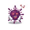 Cute coronavirus kidney failure cartoon character showing a falling in love face