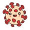 Cute coronavirus is smiling. Kawaii illustration.