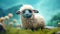 Cute Corriedale Sheep In Grass: Studio Ghibli Inspired 3d Render