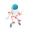 Cute cosmonaut cartoon character isolated on white