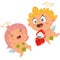 Cute couple angels, cupids or amur. Cartoon vector character of Valentine`s Day