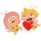 Cute couple angels, cupids or amur. Cartoon vector character of Valentines Day