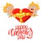 Cute couple angels, cupids or amur. Cartoon vector character of Valentines Day