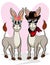 Cute couple animal cartoon donkey for Valentines Day Card