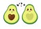 Cute couple of avocados with hearts.