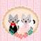 Cute couple cat for wedding theme background
