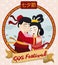 Cute Couple Celebrating Qixi Festival, Vector Illustration
