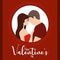 Cute couple characters Valentine day invitational card Vector