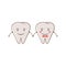 Cute couple cheerful teeth. Vector modern flat style cartoon character illustration. Clear tooth kid children christmas concept de