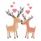 Cute couple deers with hearts