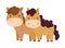 Cute couple horse tree sun farm animal cartoon