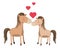 Cute couple horses with hearts