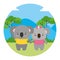 cute couple koalas animal landscape natural