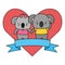 cute couple koalas animals heart love ribbon