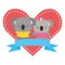 cute couple koalas animals heart love ribbon