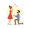 Cute couple in love, man proposing to the woman kneeling