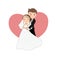 cute couple newly married love couple using  illustration art