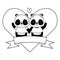 cute couple panda animals heart love ribbon