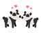 Cute couple pandas with hearts