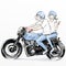 Cute couple riding motorcycle