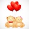 Cute Couple of Teddy Bear holding Heart Balloon