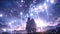 Cute couple watching a beautiful sparkling sky. A couple in love looks at the stars. Valentine\'s Day. Color