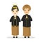 Cute Couple Wearing Central Javanese, Indonesia Traditional Dress Vector