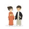 Cute Couple Wearing Japnanese Traditional Dress Vector