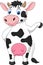 Cute cow cartoon waving hand