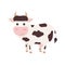 Cute cow charcater. Farm cartoon animal. Vector illustratio