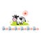 Cute cow dairy cartoon vector illustration motif set