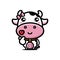 Cute cow girl animal cartoon character with korean love finger
