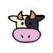 Cute cow head icon vector illustration. farm animal hand drawn for childrens clipart