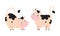 Cute Cow with Hoof Standing and Stretching Vector Set