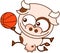 Cute cow playing basketball