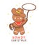 Cute Cowboy Christmas Ginngerbread Man Cookie Cartoon Character hand drawing