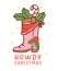 Cute Cowboy Christmas with Western pink Boot Cartoon Character hand drawing