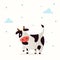 Cute cows cattle with cartoon style and smile face modern flat style character